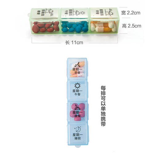 Simple and Easy to Use 21-Compartment Weekly Medicine Box with 28 Total Slots, 7-Day Divided Compartments, Elderly-Friendly, Eco-Friendly PP Plastic Medicine Organizer