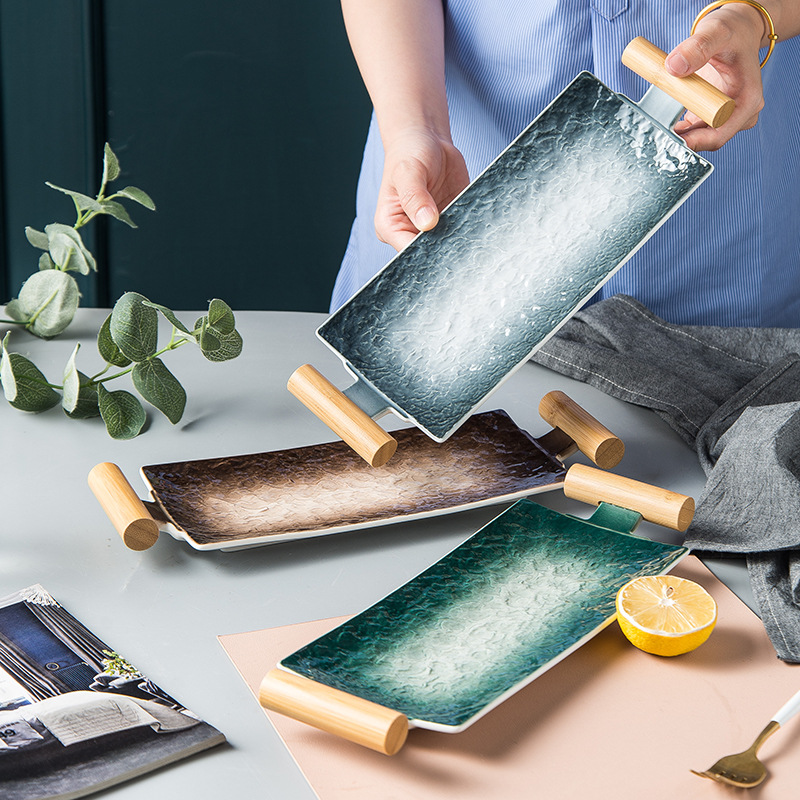 INS Nordic creativo placa de cerámica Home Hotel personalizado binaural plato de fruta plato de sushi postre placa de la torta