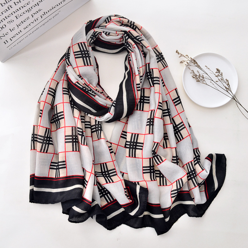 Otoño e Invierno nueva moda bufanda a cuadros algodón y lino se sienten bufanda larga Primavera y otoño viajes gran chal color a juego Toalla de playa