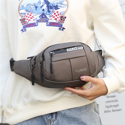 Foreign trade waist bag wholesale men's leather film chest bag large capacity women's waist bag crossbody bag business outdoor mobile phone bag