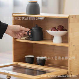加工定做竹制茶具收纳柜储物柜木质分茶柜茶叶收纳架子茶道零配