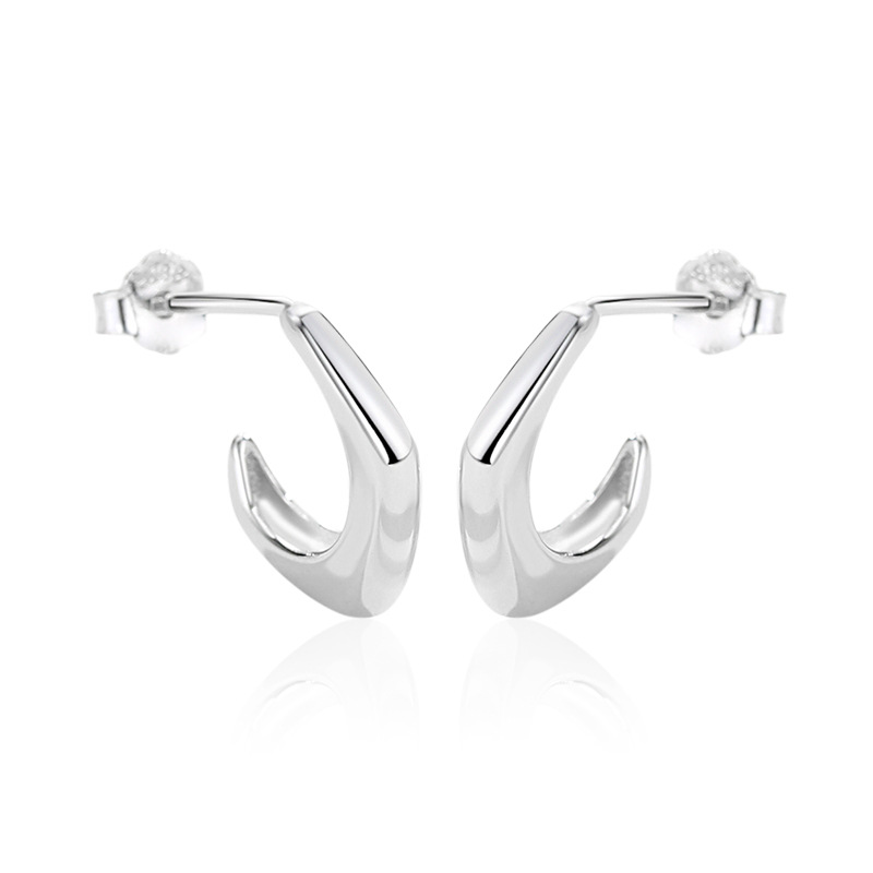 S925 pendientes de plata pendientes en forma de gancho creativo tridimensional de metal geométrico simple oro brillante pendientes