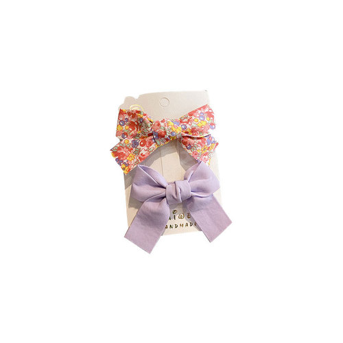 Korean floral bow hairpin children's side hairpin headdress cute princess flower clip little girl hair accessory