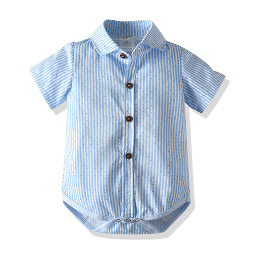 Baby boy set crawling suit, formal suit, trendy short-sleeve onesie with belt pants, one piece for dropshipping