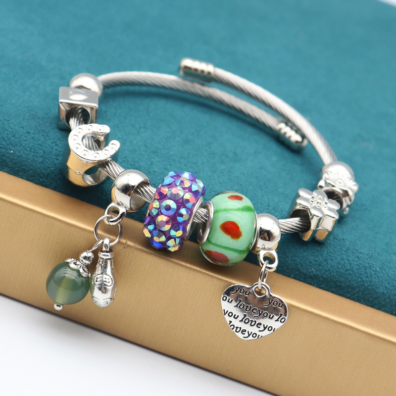 Korean diy Beaded Bracelet Pan Jia Retro Pendant Many New Temperament Open Couple Girlfriend Bracelet