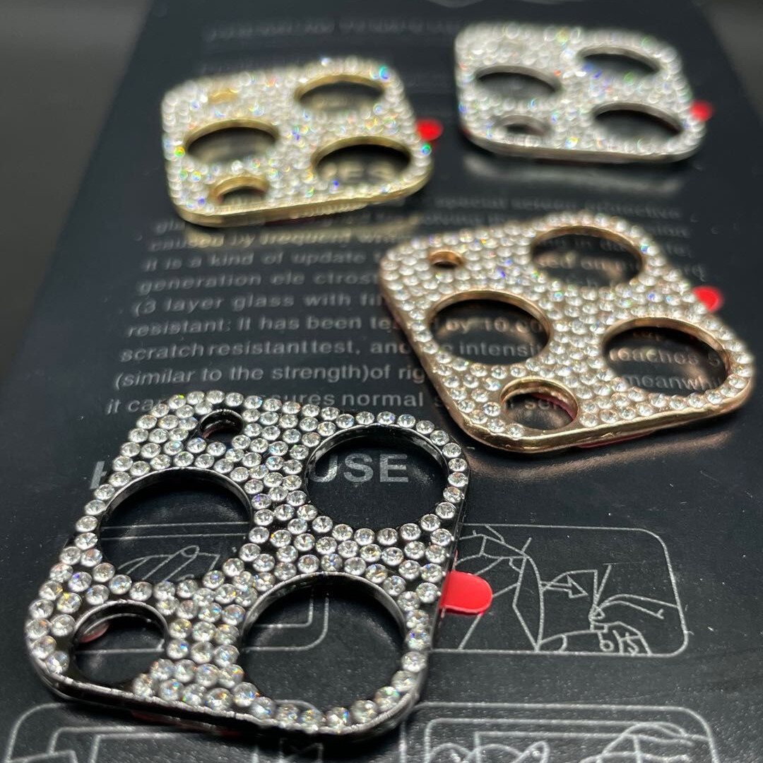 Aplicable Apple iPhone13 película de lente de diamante colorido Apple 16PROMAX cámara película protectora de anillo de metal