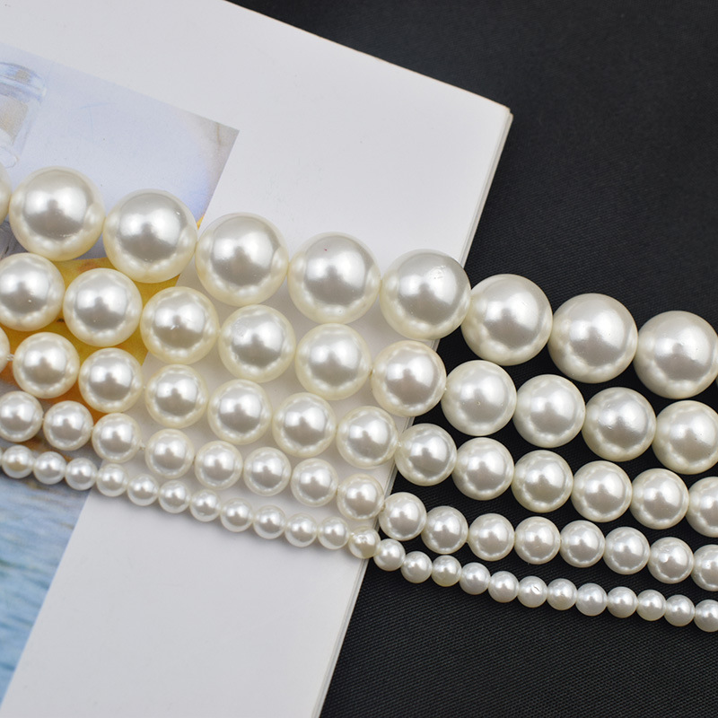 4-12 natural shell beads imitation pearl white round beaded women's sweater chain loose beads DIY bracelet necklace accessories