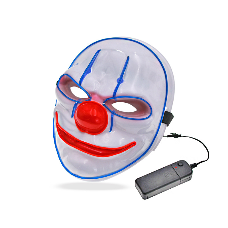 Cross-border payaso JOKER LED máscara luminosa de Halloween fluorescente reloj de rendimiento máscara fantasma COS TikTok mismo estilo