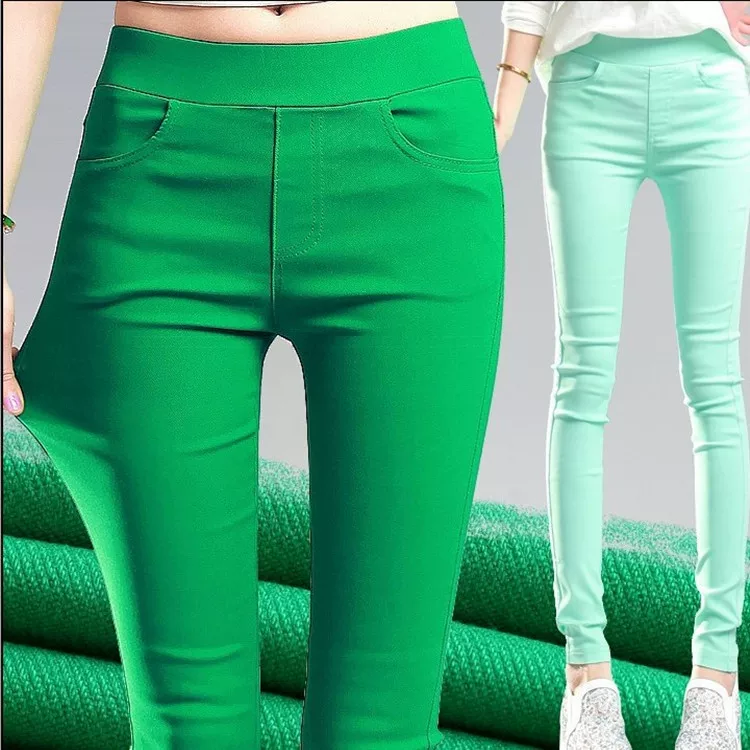 Осенние л leggings, эластичные брюки, карандаш, ростометр, эластичный пояс, высокая талия