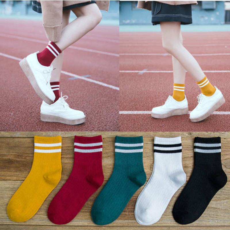 Socks women's socks autumn and winter women's sports socks two bars Korean women's socks college fashion socks manufacturers wholesale