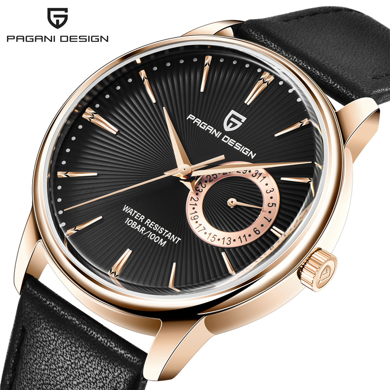 Bergani PAGANI hombres de negocios reloj de moda espejo de zafiro calendario impermeable reloj de cuarzo 1654