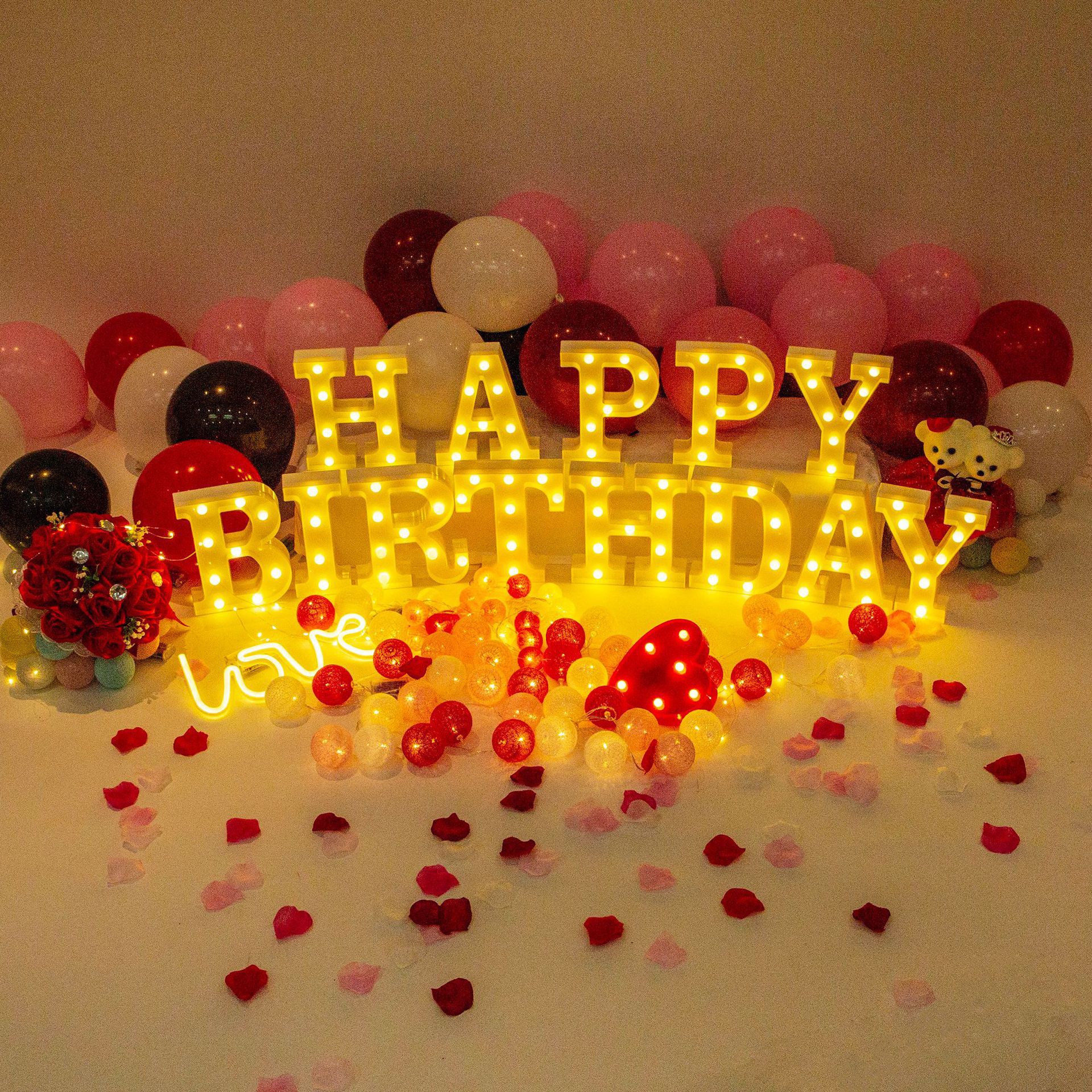 LED styling lamp Chinese letter interior decoration confession happy birthday MARRYME acrylic lamp