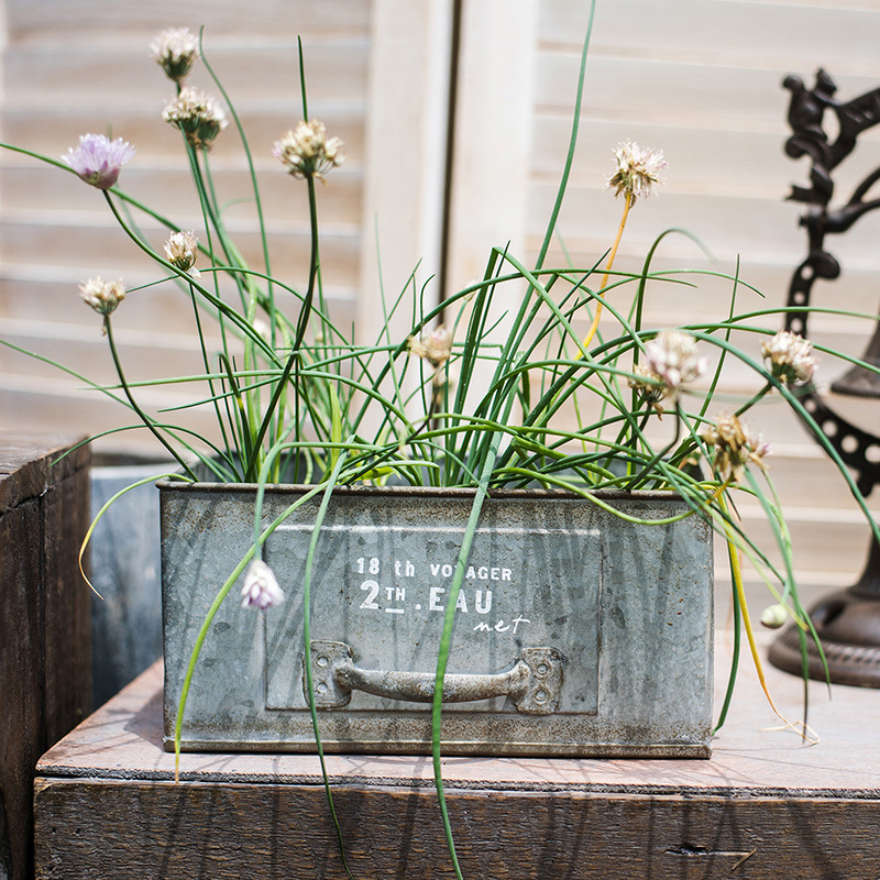정원 장식 빈티지 철 서랍 꽃 상자 화분 꽃 도자기 잡화 보관 식료품 장식 ZAKKA