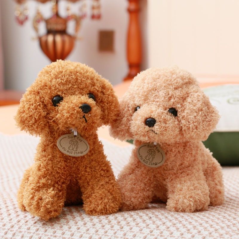 Simulación cuidadosamente seleccionada, muñeco de perro de peluche, cachorro de peluche, muñeco de perro de peluche rizado, regalo para niños al por mayor