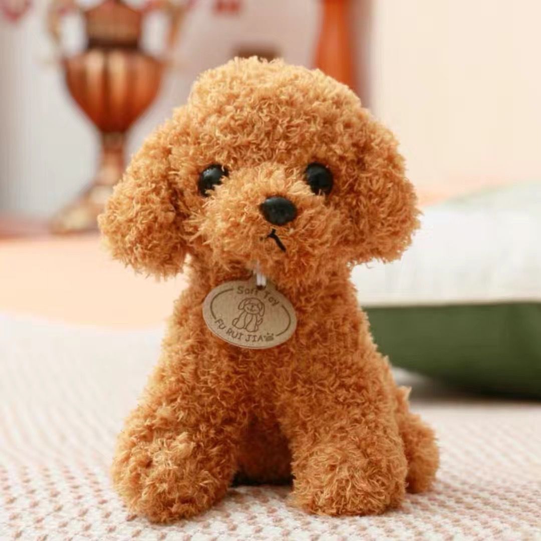 Simulación cuidadosamente seleccionada, muñeco de perro de peluche, cachorro de peluche, muñeco de perro de peluche rizado, regalo para niños al por mayor
