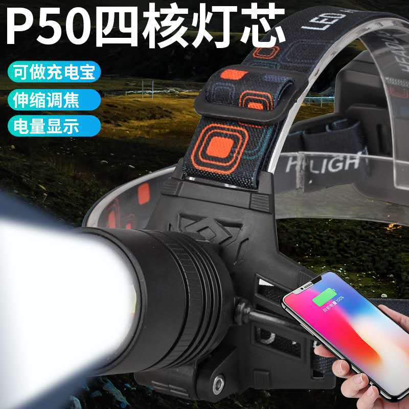 Cross -border new P50 headlight USB charging outer strong light…