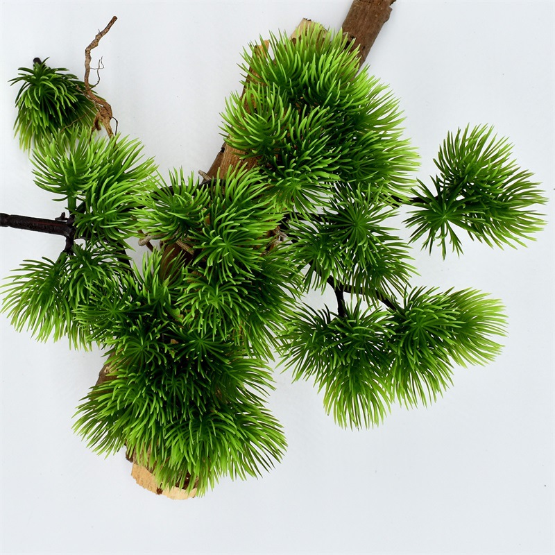 Simulación de ramas de pino verde hermosa Luohan Cliff Bai Pino decoración de interior simulación falsa planta de plástico maceta adornos