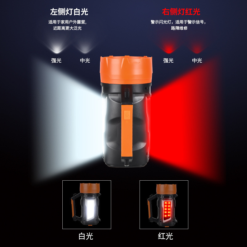 Nueva linterna de generación de energía manual transfronteriza multifunción reflector de luz de emergencia portátil recargable de largo alcance al aire libre