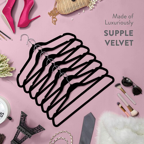 Rose gold flocked clothes hanger plastic non-slip clothes hanger velvet clothes hanger ultra-thin magic clothes hanger Dongguan wholesale