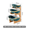 Emerald double -layer multifunctional fruit plate bamboo wooden shelf ceramic dried fruit plate living room double Phyanside ingot multi -layer fruit basket