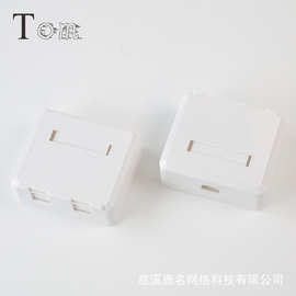 网络接线盒CAT5E/CAT6/cat6A 网络桌面盒带防尘门 双口空卓面盒