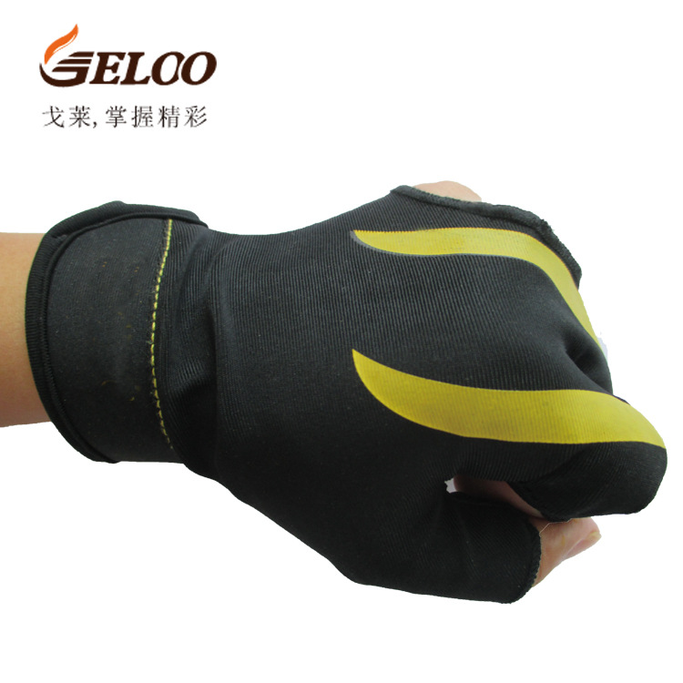 Alta elástica antideslizante resistente al desgaste transpirable fuga de tres dedos dedo guantes de billar sunoke guantes de billar guantes al por mayor