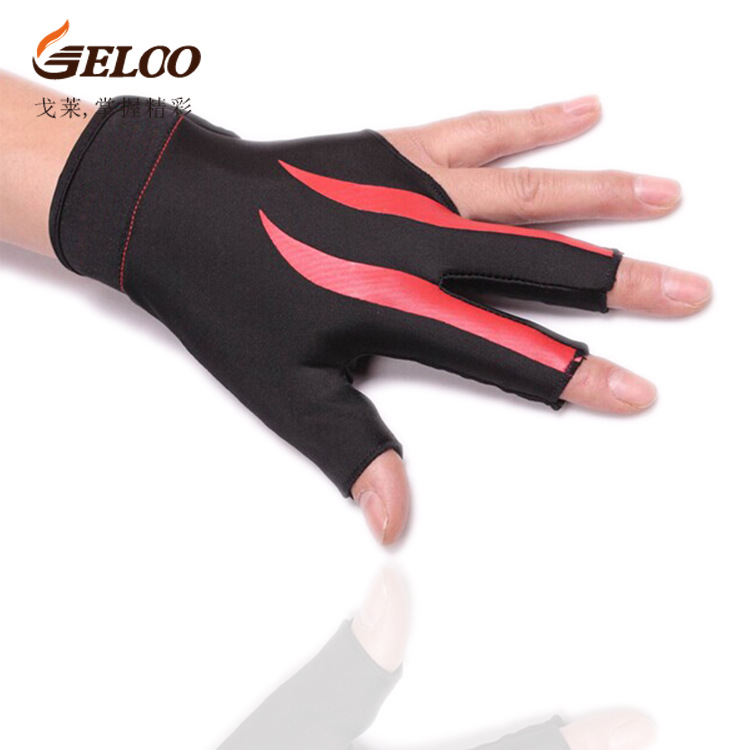Alta elástica antideslizante resistente al desgaste transpirable fuga de tres dedos dedo guantes de billar sunoke guantes de billar guantes al por mayor
