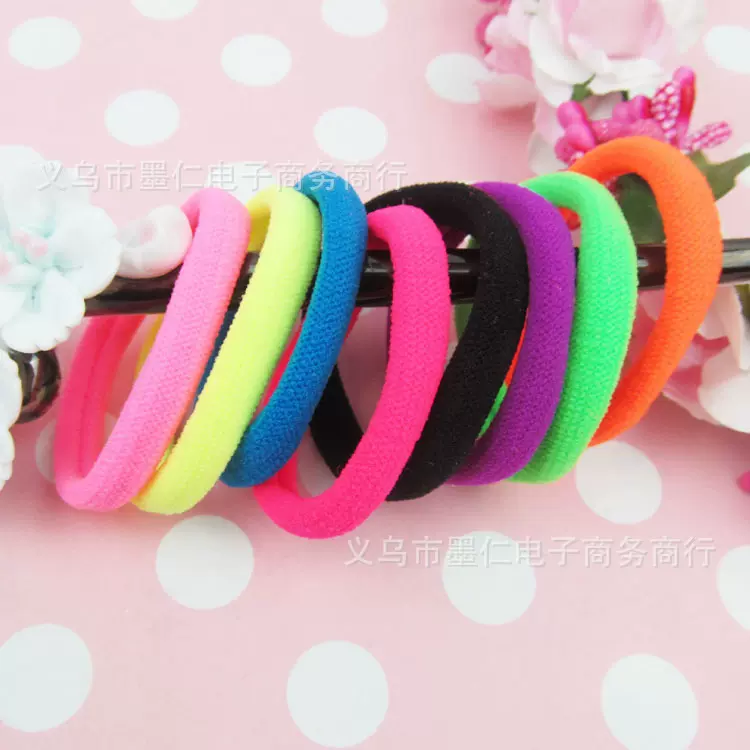C061发圈 小礼物网店 糖果色皮筋荧光色头绳 高弹力无缝发圈