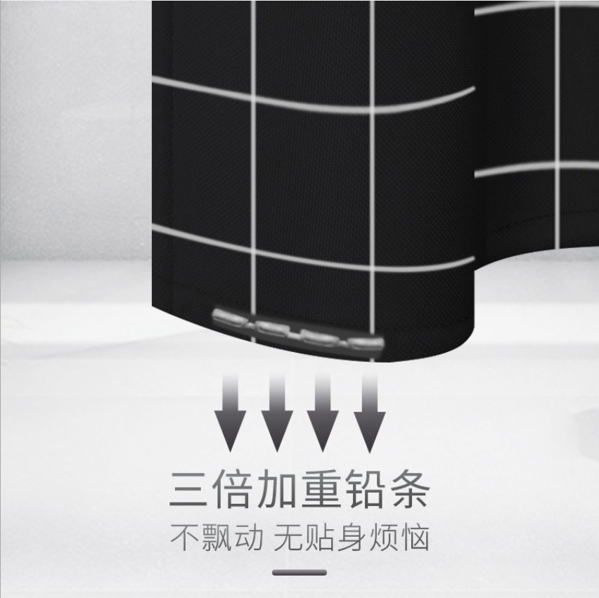 Amazon Venta caliente Cortina de ducha a cuadros negro gruesa cortina impermeable Cortina de ducha de poliéster cortina de baño a prueba de moho traje de cortina de ducha