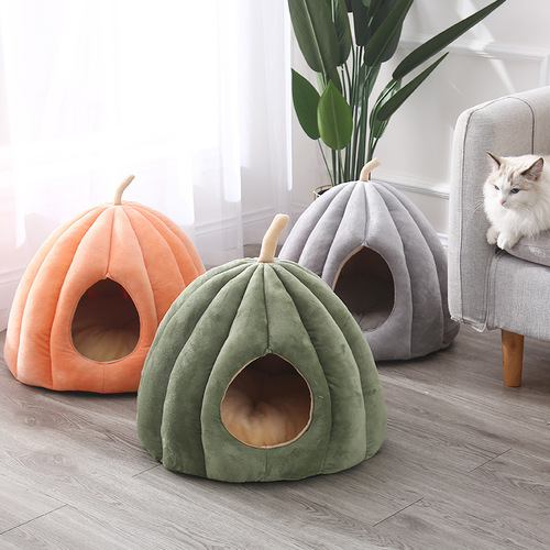Manufacturer cat nest wholesale winter warm closed cat nest large removable washable yurt pumpkin cat nest cat supplies
