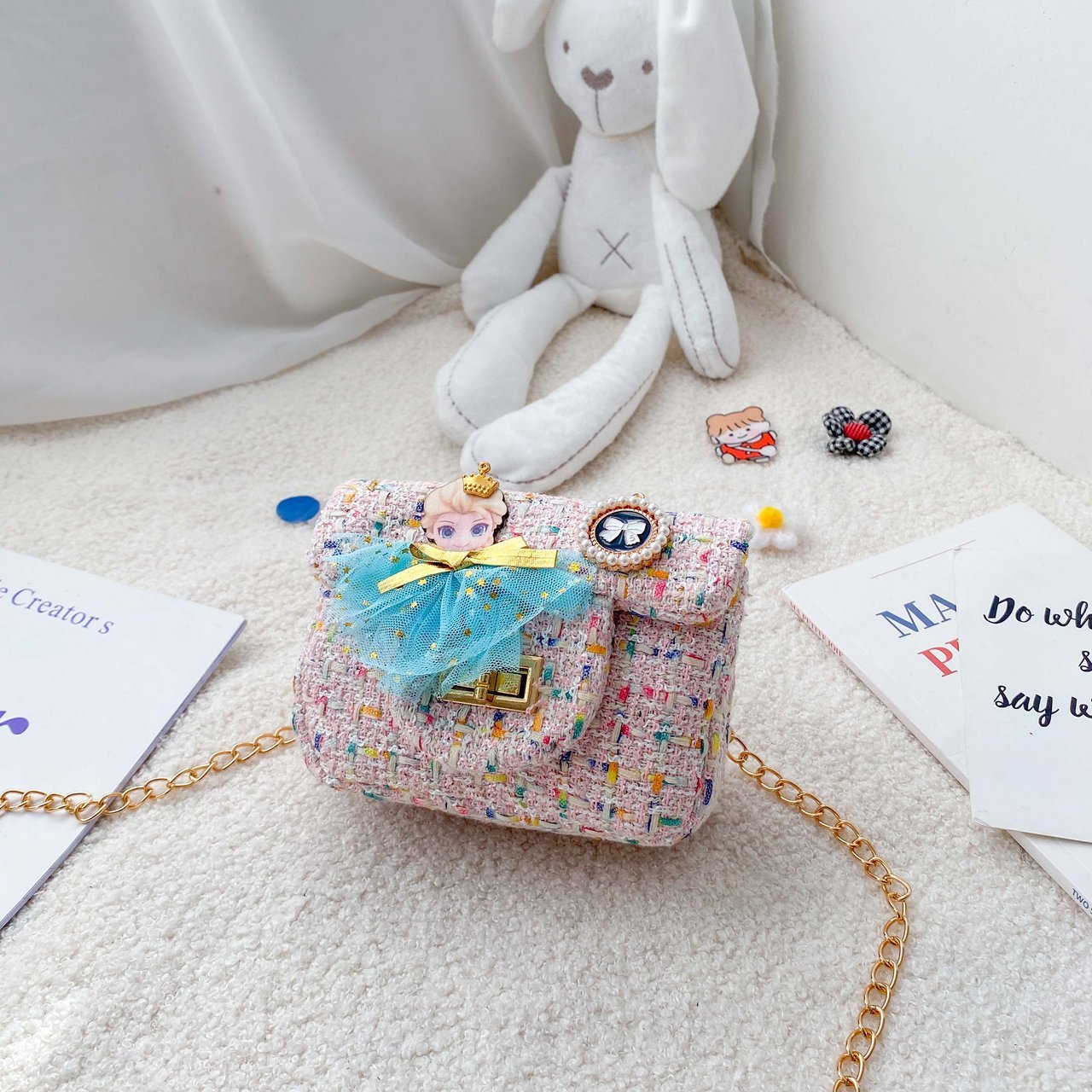 2020 nuevo bolso para niños estilo coreano lindo estilo Chanel hombro bolsa de mensajero moda mini princesa Niña Accesorios bolsa