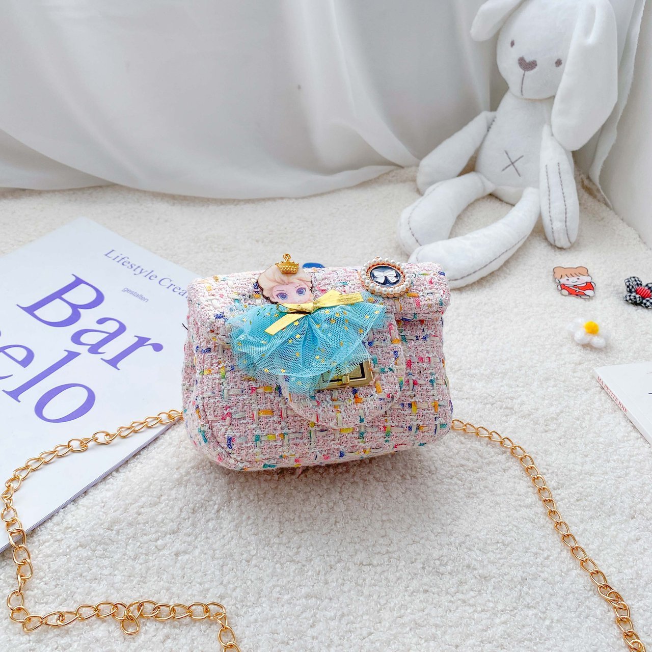 2020 nuevo bolso para niños estilo coreano lindo estilo Chanel hombro bolsa de mensajero moda mini princesa Niña Accesorios bolsa