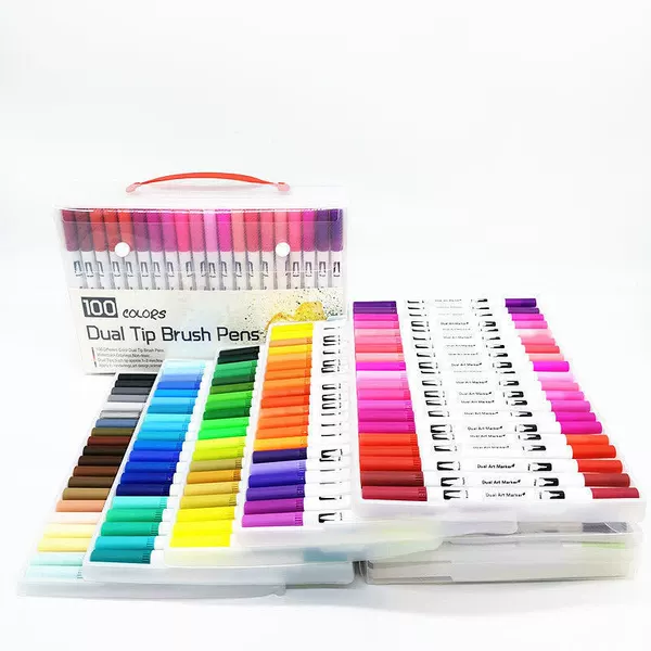 Watercolour, crayons, 100 colors