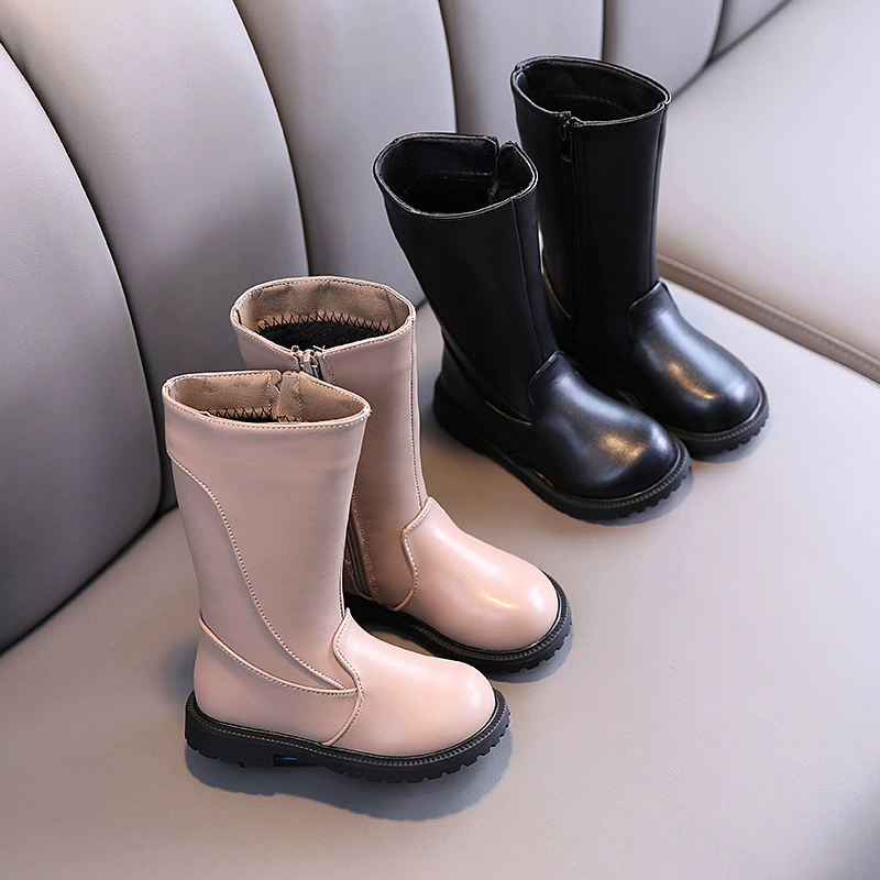 Новинка Зима 2020, детские высокие сапоги в Корейском стиле, модные Универсальные хлопковые ботинки Martin для больших детей и девочек, кожаные ботинки