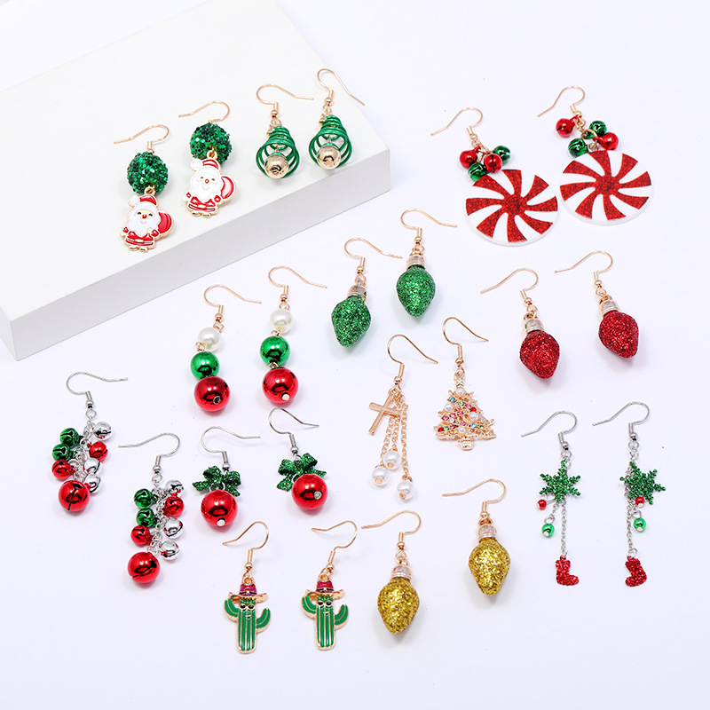 Cartoon Christmas earrings, hypoallergenic small bell for elderly, (Cross-border trading), Amazon, simple and elegant design