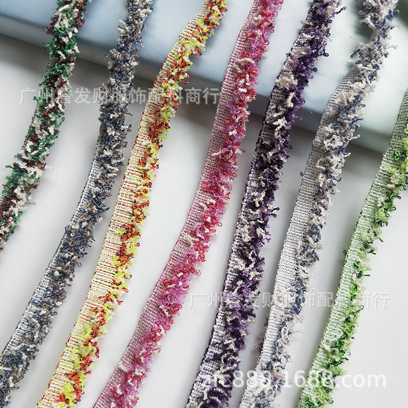 1.5CM双色混色单边须边韩国小香风织带 袖边领边袋口侧边小香边带