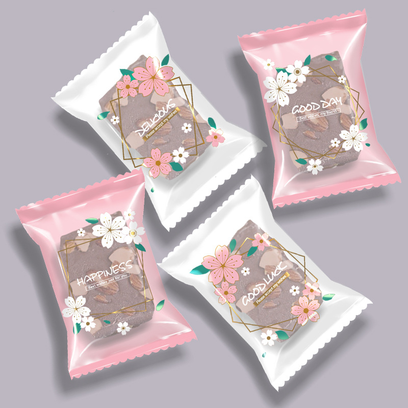 新款雪花酥包装袋机封袋曲奇牛轧饼干袋子小清新烘焙雪花酥包装袋