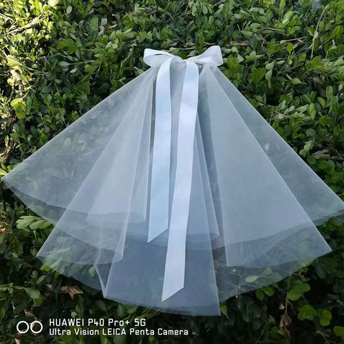 New bridal veil, elegant and simple bow, simple white veil, travel photography, short accessories, wedding dress and gauze for women