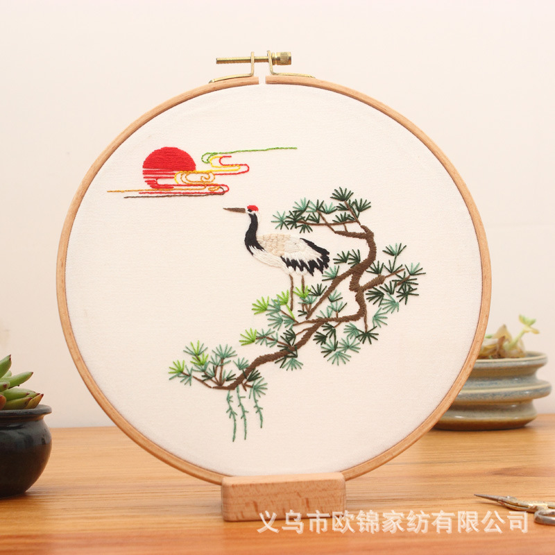 DIY paquete de material de bordado hecho a mano estilo chino pájaro lenguaje flor fragancia Pino grúa pájaro traje de aguja transfronteriza