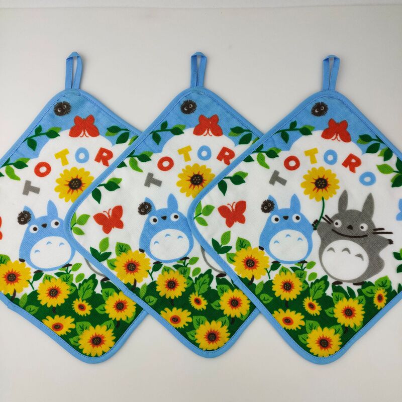 Foreign Trade Export Japan Totoro Cotton Thickened Gauze Printed Cartoon Hand Towel Absorbent Hair-free Square Towel