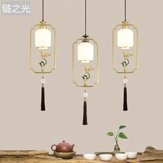 新中式全铜小吊灯古风床头灯餐厅吧台吊灯茶室书房灯具过道玄关灯