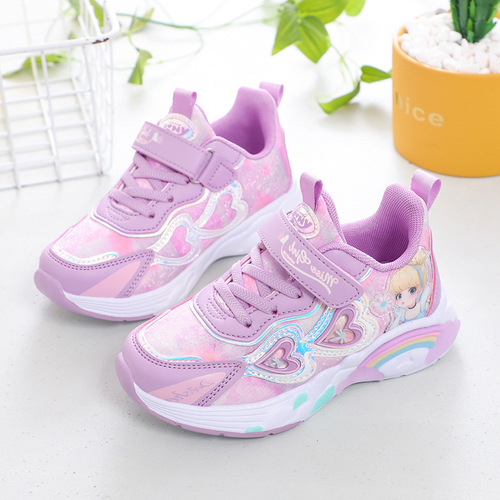 Girls' Sports and Leisure Children's Leather Internet Celebrity Shoes  Spring and Autumn Middle and Older Children's Princess Running Shoes Trend