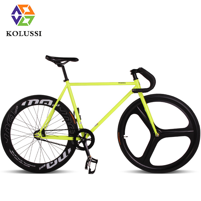 High carbon steel racing fancy flat flower professional dead-speed bicycle magnesium alloy three-knife wheel field race men's and women's bicycle High carbon steel racing fancy flat flower professional dead-speed bicycle magnesium alloy three-knife wheel field race men's and women's bicycle