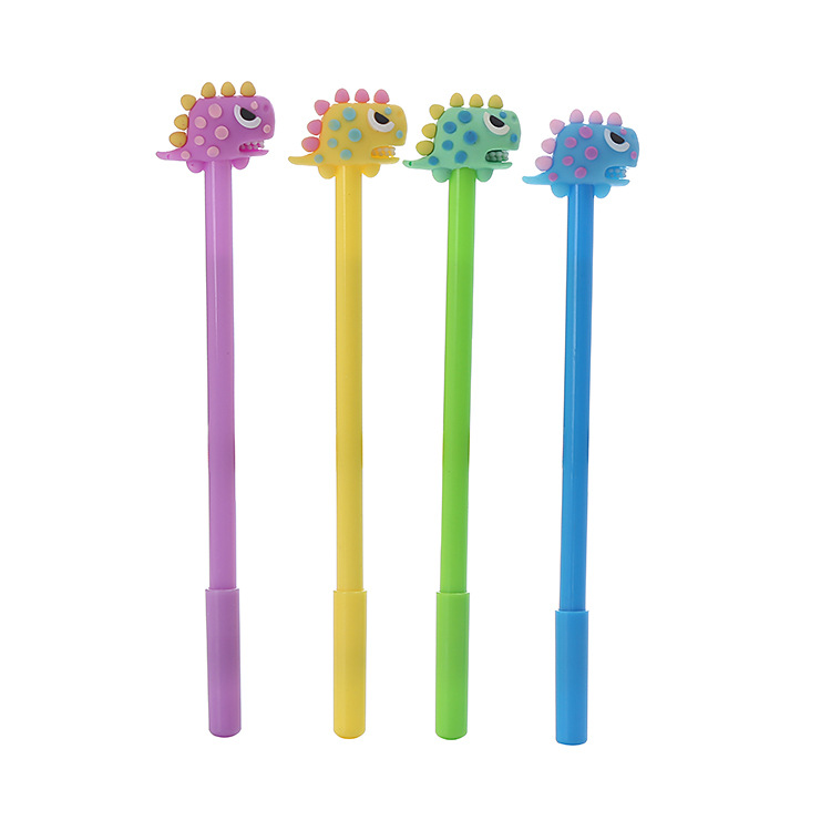 Lindo estudiante pluma creativa dinosaurio gel pluma de dibujos animados Tyrannosaurus pluma de firma a base de agua Aprendizaje de papelería de oficina al por mayor