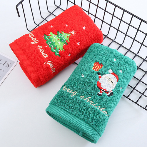 Christmas towel gift towel pure cotton face towel 2 gift boxes red Santa Claus New Year gift