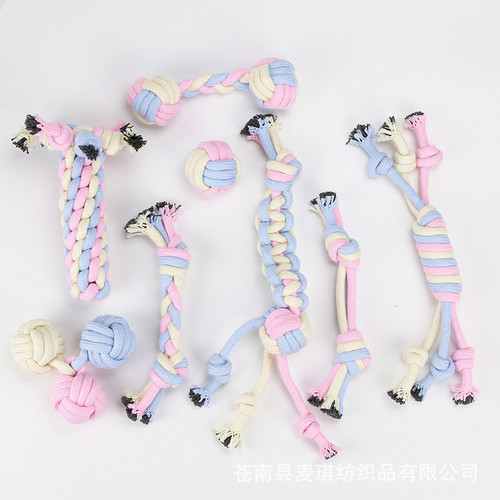 Set wholesale pet toys cotton rope teething resistant cotton rope ball cat and dog toys teething puppy toys