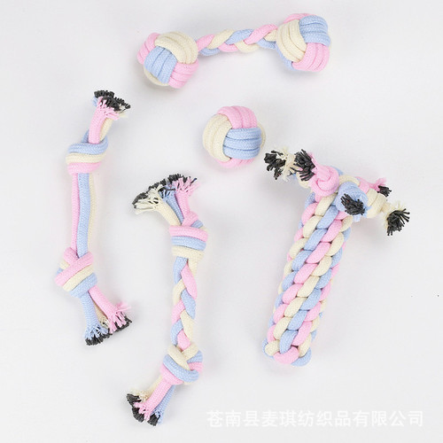 Set wholesale pet toys cotton rope teething resistant cotton rope ball cat and dog toys teething puppy toys