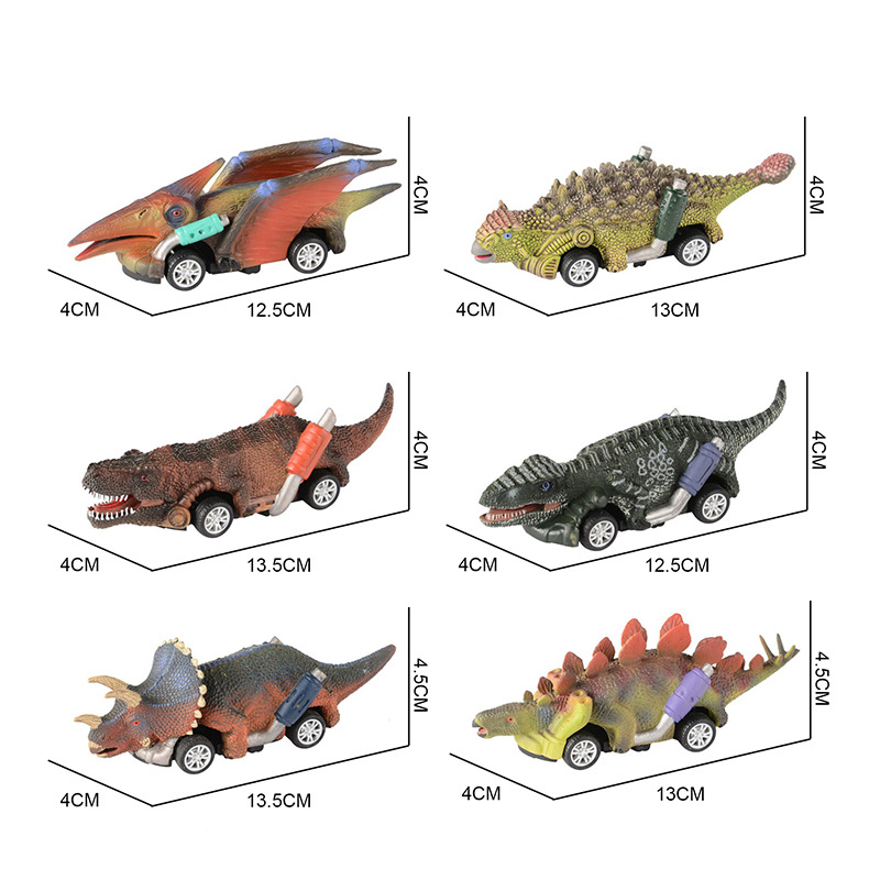 Simulación dinosaurio inercia Tire hacia atrás modelo de coche de juguete para niños coche nuevo exótico mini Tyrannosaurus juguete modelo de carreras