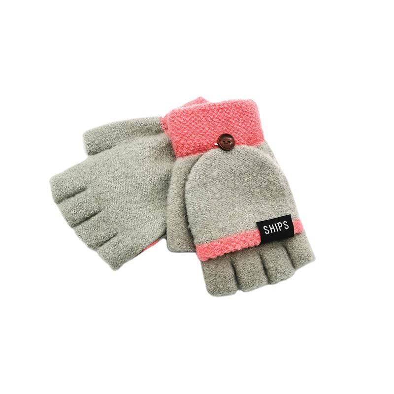 Liquidación de invierno de las mujeres de punto Flip medio dedo guantes de pantalla táctil fábrica al por mayor guantes calientes guantes sin dedos de lana
