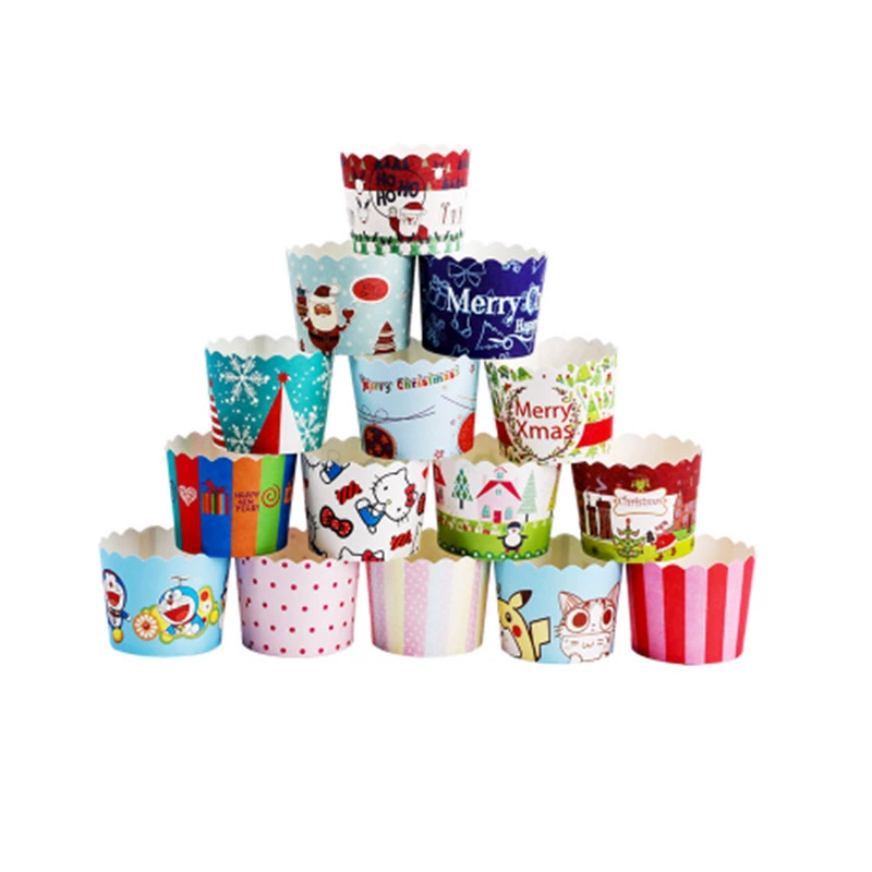 Покупные кексовые бумажные формочки MeiDi Cartoon Cake Paper Cups, пищевая безопасность, термостойкость, набор 50 штук с 3D вставками